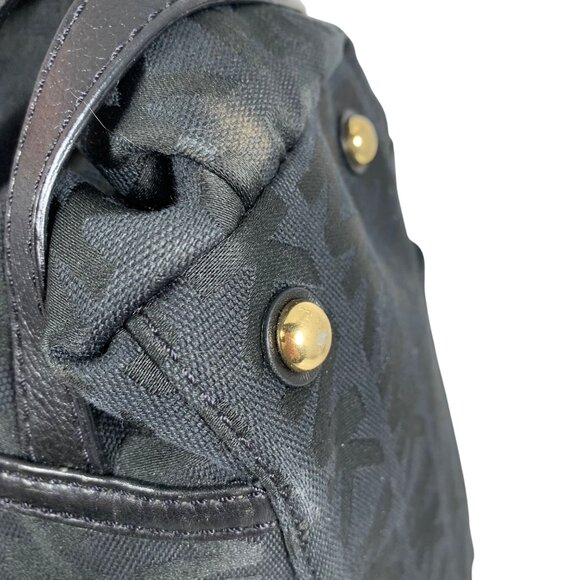 Michael Kors Black Canvas/Leather Gansevoort Shoulder Handbag + Gold Hardware - Picture 16 of 16